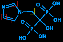 Structural formula of zoledronic acid.